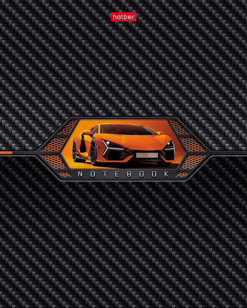 Тетрадь 48 листов в клетку "Автокарбон" 60-65г/кв.м на скобе Обл. мел.картон выб лак 5 диз.в блоке скругл.углы