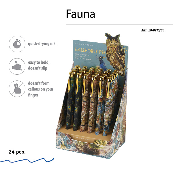 Ручка шариковая 0,38 мм "FAUNA" СИНЯЯ