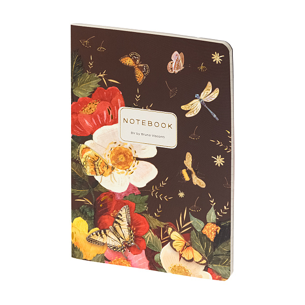 Тетрадь BV А5 40 л. лин. "FLORA.Цветы.Бабочки.Стрекозы" Bruno Visconti 