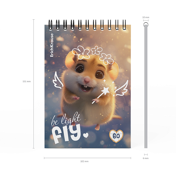 Блокнот А6 60 л. кл. на спирали ErichKrause Fluffy, MIX-PACK