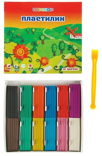 Пластилин 10 цв. "Цветик" классический  150г в карт.кор.