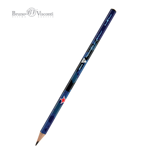 Карандаш ч/г HB "Happy Graphix" МИЛИТАРИ СИНИЙ 