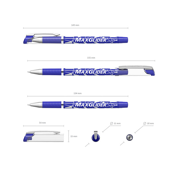 Ручка шариковая ErichKrause MaxGlider® Stick&Grip 0.7, Ultra Glide Technology, СИНЯЯ (в коробке по 12 шт.)