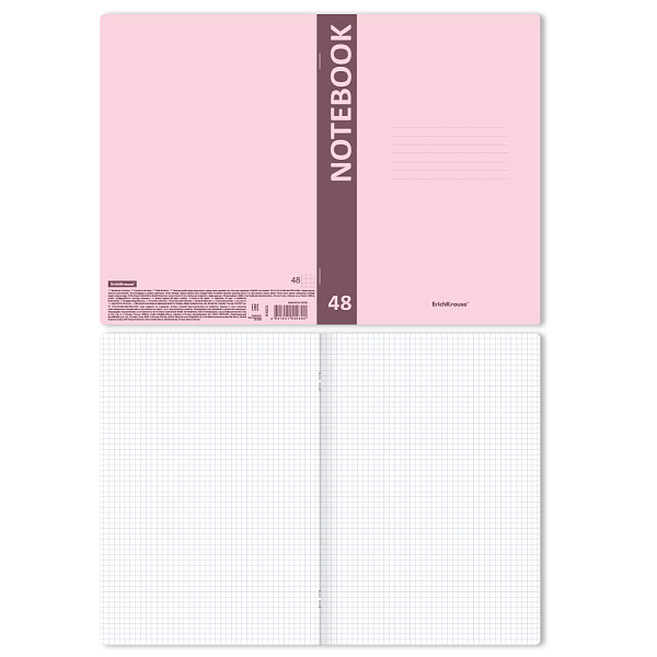 Тетрадь А4 48 л. кл. Пластиковая обложка ErichKrause CoverProBook Pastel, розовый