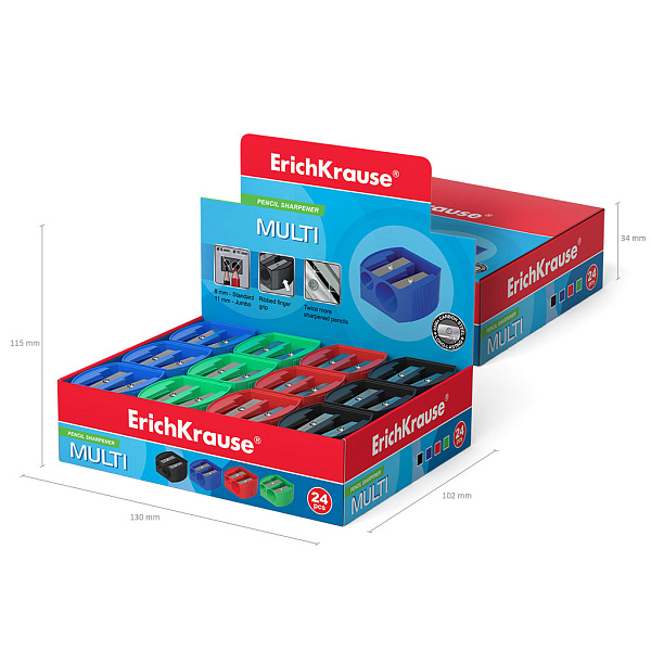 Точилка 2 отв. ErichKrause MULTI пластиковая 