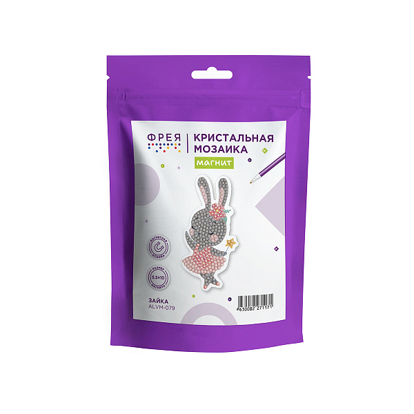 Алмазная мозаика  "ФРЕЯ" магнит "Зайка" 5.5 х 10 см