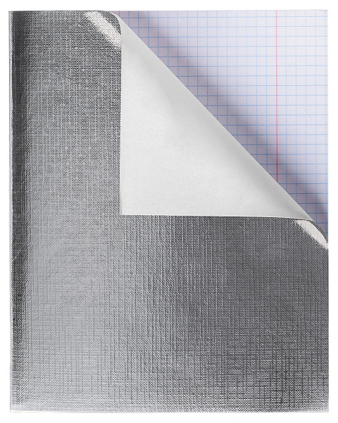 Тетрадь 48 листов в клетку Обл. Бумвинил  МЕТАЛЛИК серия  Серебро 60-65г/кв.м на скобе 