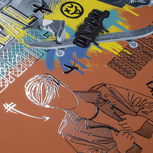 Тетрадь 48 л, А5, клетка "Нереально смелый" мат.ламин. 3D фольга 5 диз.в блоке скругл.углы