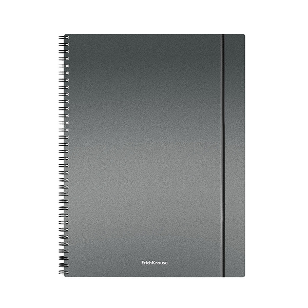 Тетрадь А4 80 л. кл. пластиковая обложка на спирали ErichKrause Ice Metallic, ассорти, на резинке