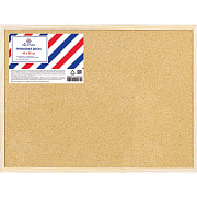 Доска пробковая с деревянной рамой "Attomex" 400x300 мм, возможность горизонтального и вертикального крепления, термоусадочная пленка