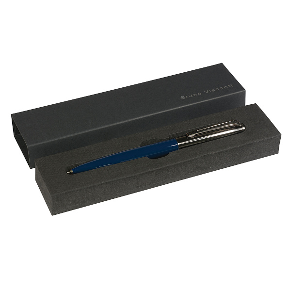 РУЧКА "NAPOLI" В ПОДАРОЧНОМ ФУТЛЯРЕ, 1,0 ММ, СИНЯЯ (корпус син и вор ст, футляр черный) (10702070/060324/3096931,КИТАЙ)