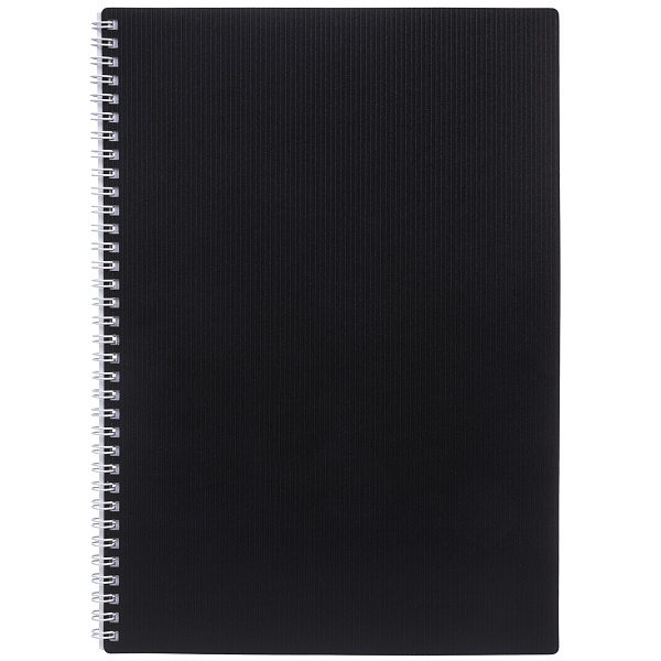 Тетрадь 80л А4ф клетка Многоуров.перфорация Пластиковая обложка на гребне VELVET  Черная