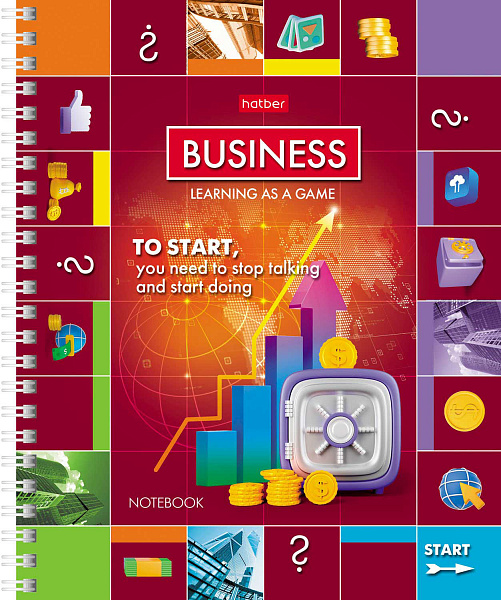 Тетрадь 80 л. кл. на гребне "Монополия", 65г/кв.м,4 диз.в блоке