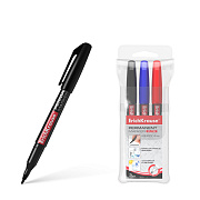 Набор маркеров перм. 3 шт. ErichKrause®  P-70, черный, синий, красный  в футляре