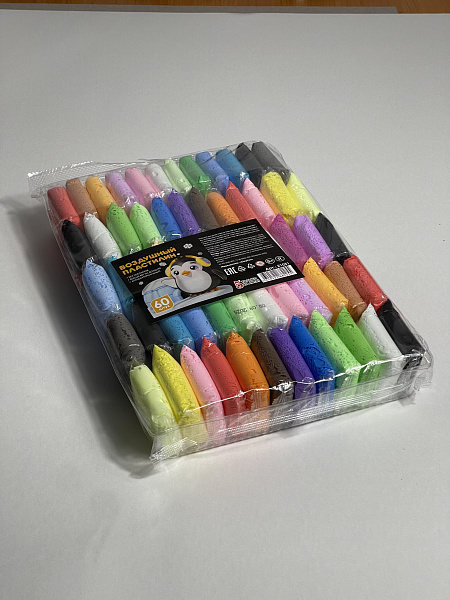 Пластилин воздушный 60 шт, со стеком