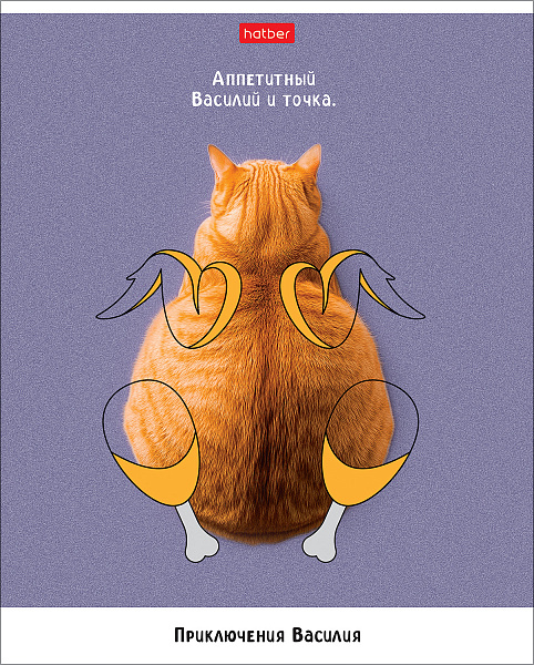 Тетрадь 48 л. кл. "Приключения Василия" 5 диз.в блоке скругл.углы