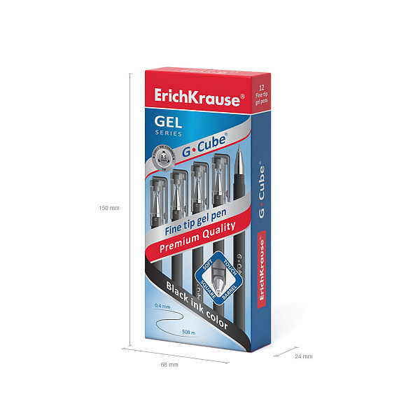 Ручка гелевая 0,5 мм ErichKrause G-Cube® Stick Classic ЧЕРНАЯ
