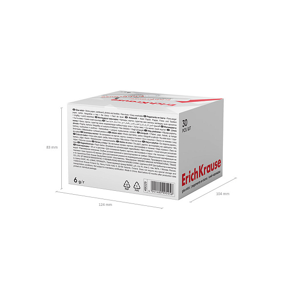 Клей-карандаш  06 г ErichKrause EasyStick, (в коробке-дисплее по 30 шт.)