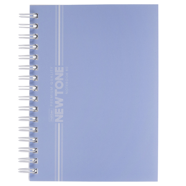 Записная книжка А6 80 листов клетка на гребне "Голубая дымка" 80г/кв.м перфорация на отрыв Обл. мел.картон ламинация СОФТ ТАЧ НЬЮТОН ПАСТЕЛЬ