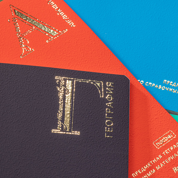 КОМПЛЕКТ Тетрадь предметная 48 листов 12 штук "Яркая палитра"А5ф С интерактивн.справочн.инф. 60-65г/кв.м на скобе Обл. мел.картон ламинация цв.СОФТ ТАЧ  3D фольга тиснение запечатанный оборот и титул. лист в пленке