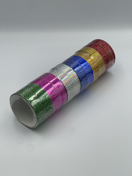 Клейкая лента голографическая 24мм*10м МИКС (спайка 12 штук) цена за 1 штуку 