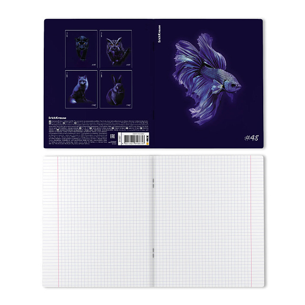 Тетрадь 48 листов в клетку "Indigo", ламинация soft-touch+выборочный УФ-лак ErichKrause _MIX-PACK