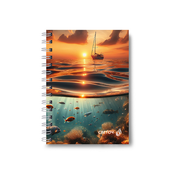 Записная книжка А6 80 л. кл. на гребне "Морской закат" 01188  "Светоч"