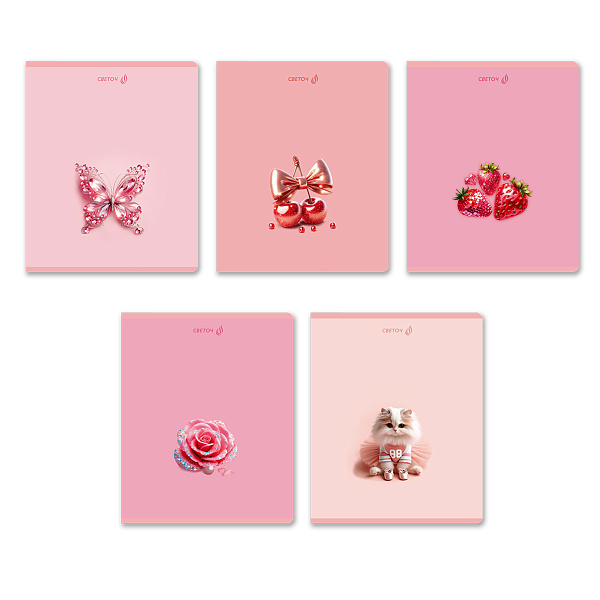 Тетрадь 48 л. кл. "Нежные мечты" выборочные блёстки, A5 на скобе 65 г/кв.м , белизна 100 %  01476  "Светоч"