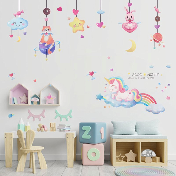 Интерьерная наклейка "deVENTE. Dreams about Unicorn" 60x90 см, ПВХ, в пластиковом пакете с блистерным подвесом