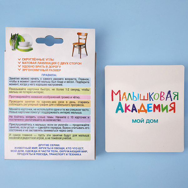 Наглядное Пособие  Развивающие карточки 60шт. "Малышковая Академия" -Мой дом- в карт. короб. с европодвесом