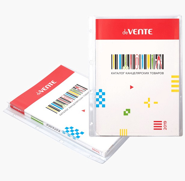 Папка-вкладыш с расширением "deVENTE" A4 (243x310 мм) до 250 листов, 140 мкм, 4 отверстия, ПВХ, прозрачный, индивидуальная маркировка