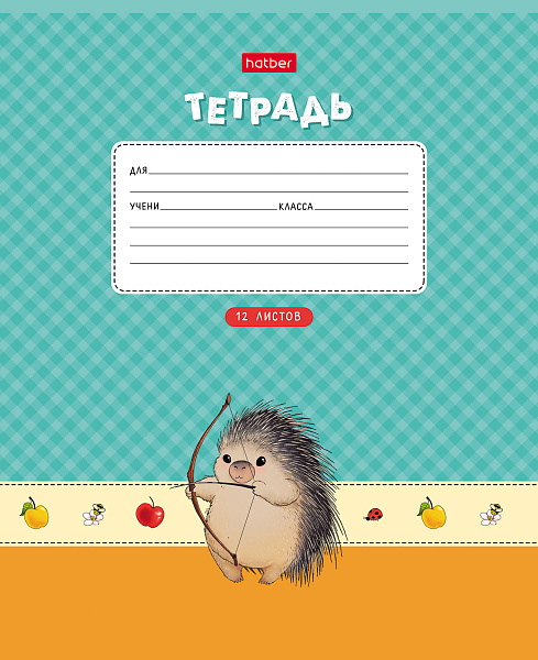 Тетрадь 12 л. кл. "Крошка Дик" 60-65г/кв.м тиснение 5 диз.в блоке скругл.углы