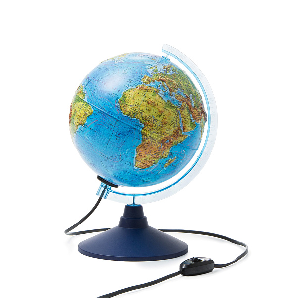 Глобус Земли рельефный физико-политический 210мм с подсветкой Классик Евро