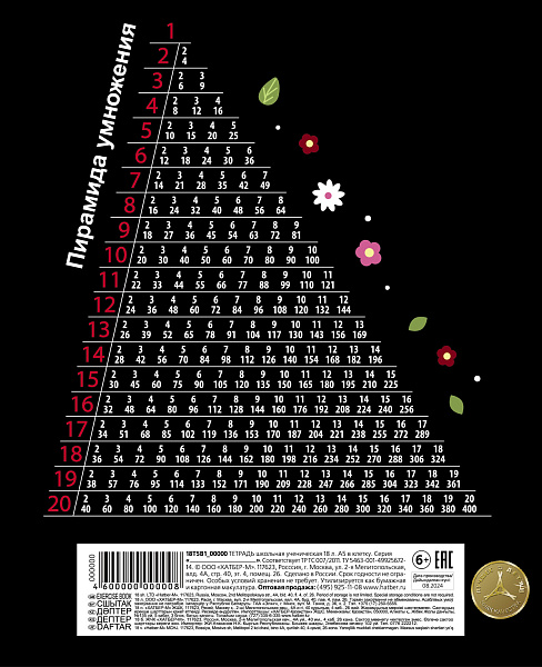 Тетрадь 18 листов в клетку "Цветущие зверушки" 65г/кв.м, скругленные углы, микс 5 видов