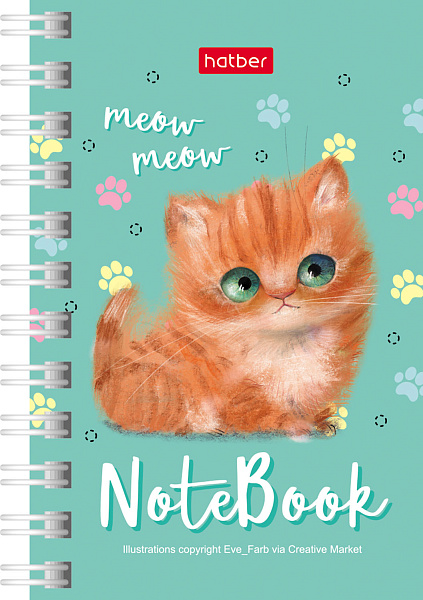 Записная книжка А7 40 л. кл. на гребне "Кошарики"