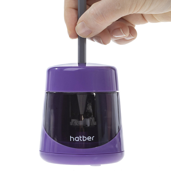 Точилка электрическая 1 отверстие Hatber "MULTI", пластик, с запасным лезвием, с контейнером, в ПВХ-бок