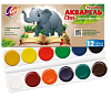 Акварель 12 цветов "ZOO" без кисти, картонный пенал