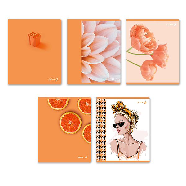 Тетрадь 96 л. кл. "Абрикосовый краш" матовая ламинация, A5 на скобе 65 г/кв.м , белизна 100%. 01005 "Светоч"