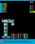 Тетрадь предмет. 46 л. кл. "Яркое на черном" ГЕОМЕТРИЯ Обл. мел.картон выб лак с интерактивн.справочн.