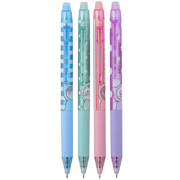 Ручка гелевая стираемая M&G So Many Cats, автомат., 0,5 мм, СИНЯЯ, асс. AKPJ2675