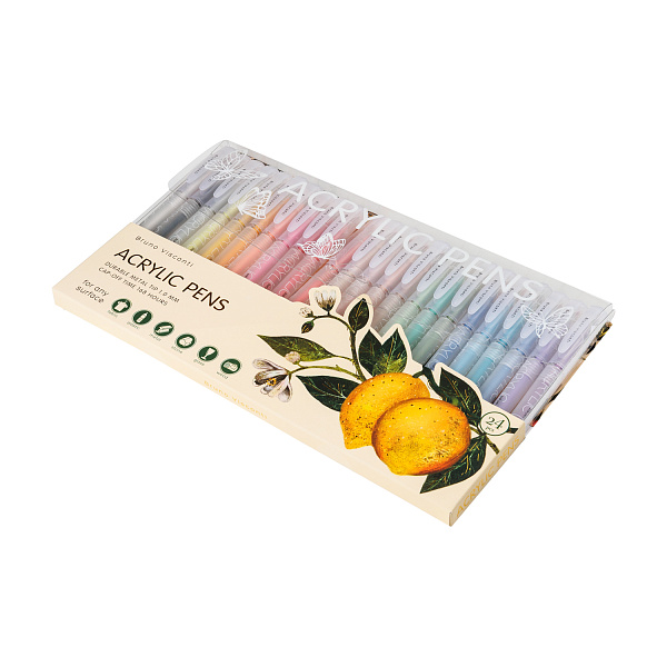 Набор ручек АКРИЛОВЫХ "FLORA.PARADISE.Lemons", 1,0 мм, 24 цвета