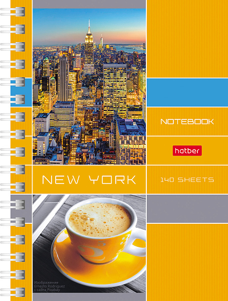 Записная книжка А6 140 л. кл. на гребне "Деловой город"