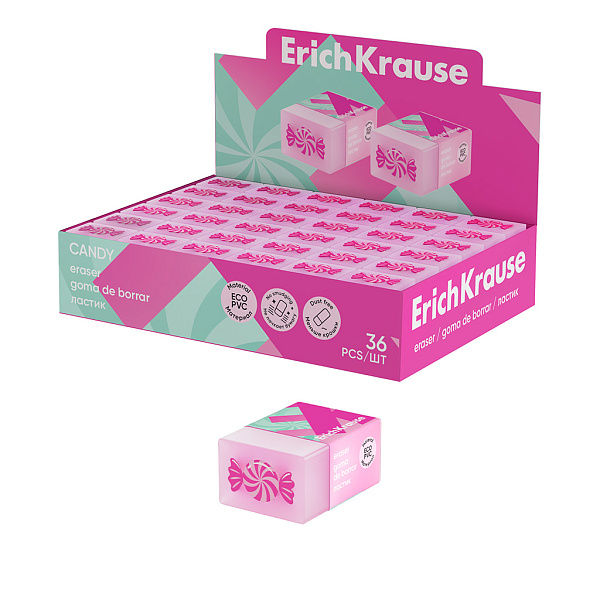 Ластик ErichKrause Candy (в коробке по 36 шт.)