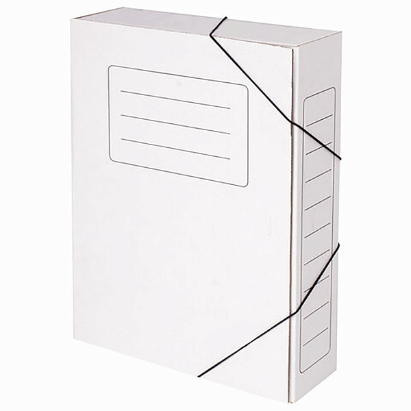 Папка архивная на резинках INDEX, микрогофрокартон, 100 мм, белая, до 900 листов