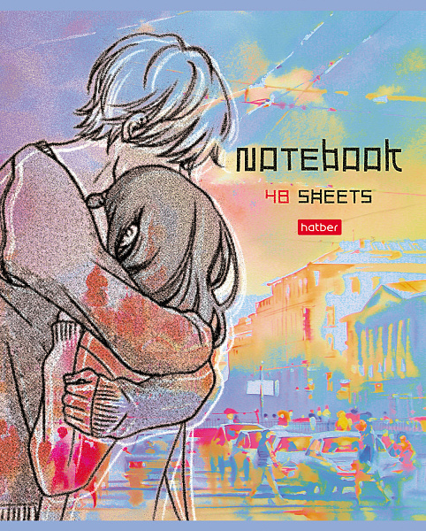 Тетрадь 48 л. кл. "Притяжение" на скобе, скругл.углы  