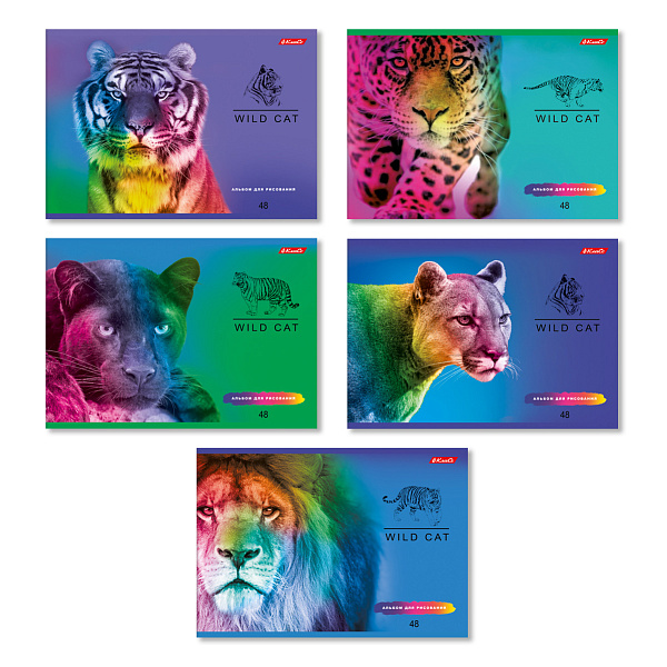 Альбом д/рис. 48 л. "Большие кошки"  100 г/м2  A4   29 х  20.5 см  на скобе  "Светоч"