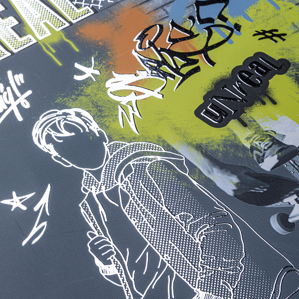 Тетрадь 48 л, А5, клетка "Нереально смелый" мат.ламин. 3D фольга 5 диз.в блоке скругл.углы