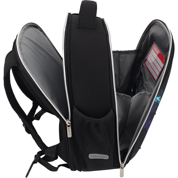 Рюкзак "deVENTE. Junior. Turbo Galaxy" школьный жесткий 35x27x13 см (14 л) вес 800 г, плотный износостойкий полиэстер с водоотталкивающей пропиткой, 2 отделения (одно отделение на молнии с разделителями для учебников и органайзером, другое отделение 