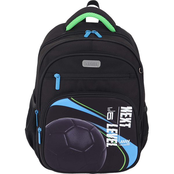 Рюкзак "deVENTE. Grade. Next Level Football" школьный жесткий 37x28x16 см (16 л) вес 700 г, плотный износостойкий полиэстер с водоотталкивающей пропиткой, 2 просторных отделения на молнии (одно отделение с разделителями для учебников, другое отделени