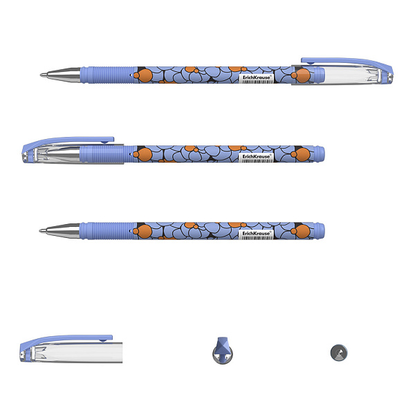Ручка шариковая ErichKrause Tulips Stick, цвет чернил синий (в тубусе )